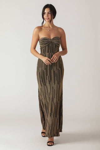 SACRED PROMISES METALLIC WOVEN MAXI DRESS Flying Tomato
