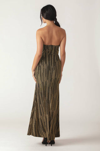 SACRED PROMISES METALLIC WOVEN MAXI DRESS Flying Tomato