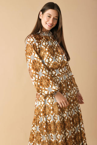 CELESTIAL CASCADE WOVEN MAXI DRESS