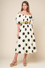 HUMMINGBIRD'S HAVEN OFF WHITE WOVEN MIDI DRESS - By Baano