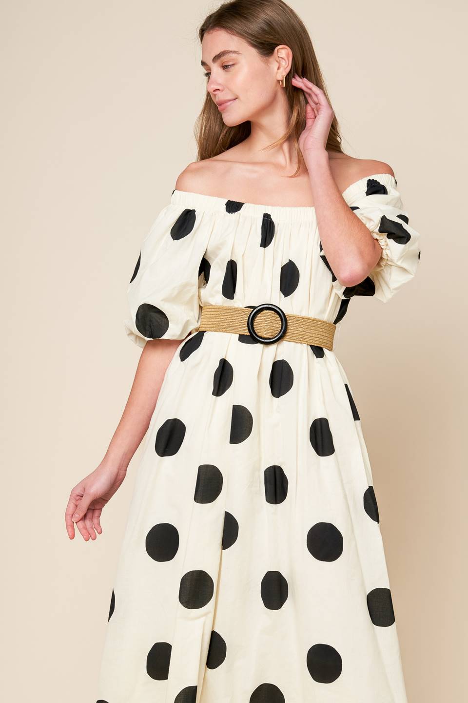 HUMMINGBIRD'S HAVEN OFF WHITE WOVEN MIDI DRESS - By Baano