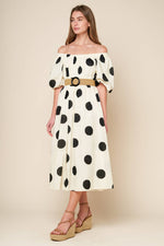 HUMMINGBIRD'S HAVEN OFF WHITE WOVEN MIDI DRESS - By Baano