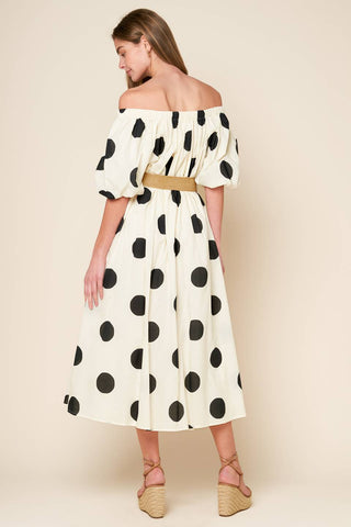 HUMMINGBIRD'S HAVEN OFF WHITE WOVEN MIDI DRESS - By Baano