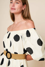 HUMMINGBIRD'S HAVEN OFF WHITE WOVEN MIDI DRESS - By Baano