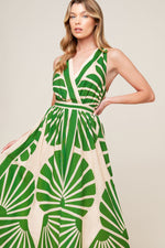 SWEPT ME OFF MY FEET GREEN WOVEN MIDI DRESS