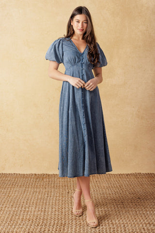 FOREVER MINE LIGHT WEIGHT DENIM MIDI DRESS - By Baano