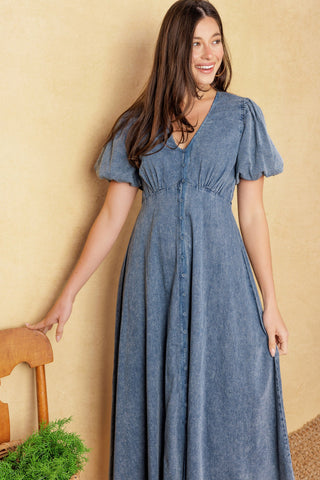 FOREVER MINE LIGHT WEIGHT DENIM MIDI DRESS - By Baano