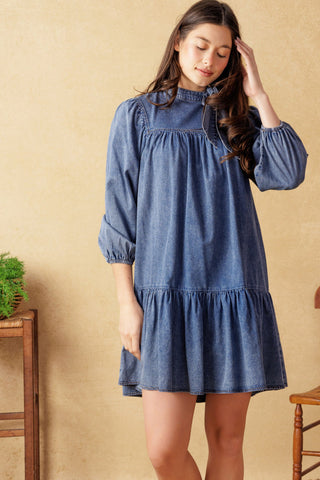 COMMON GROUND LIGHT WEIGHT DENIM MINI DRESS - By Baano