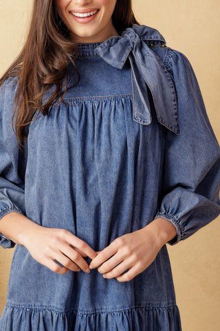 COMMON GROUND LIGHT WEIGHT DENIM MINI DRESS - By Baano