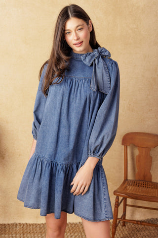 COMMON GROUND LIGHT WEIGHT DENIM MINI DRESS - By Baano