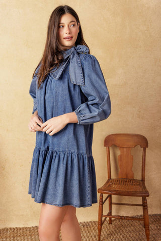 COMMON GROUND LIGHT WEIGHT DENIM MINI DRESS - By Baano