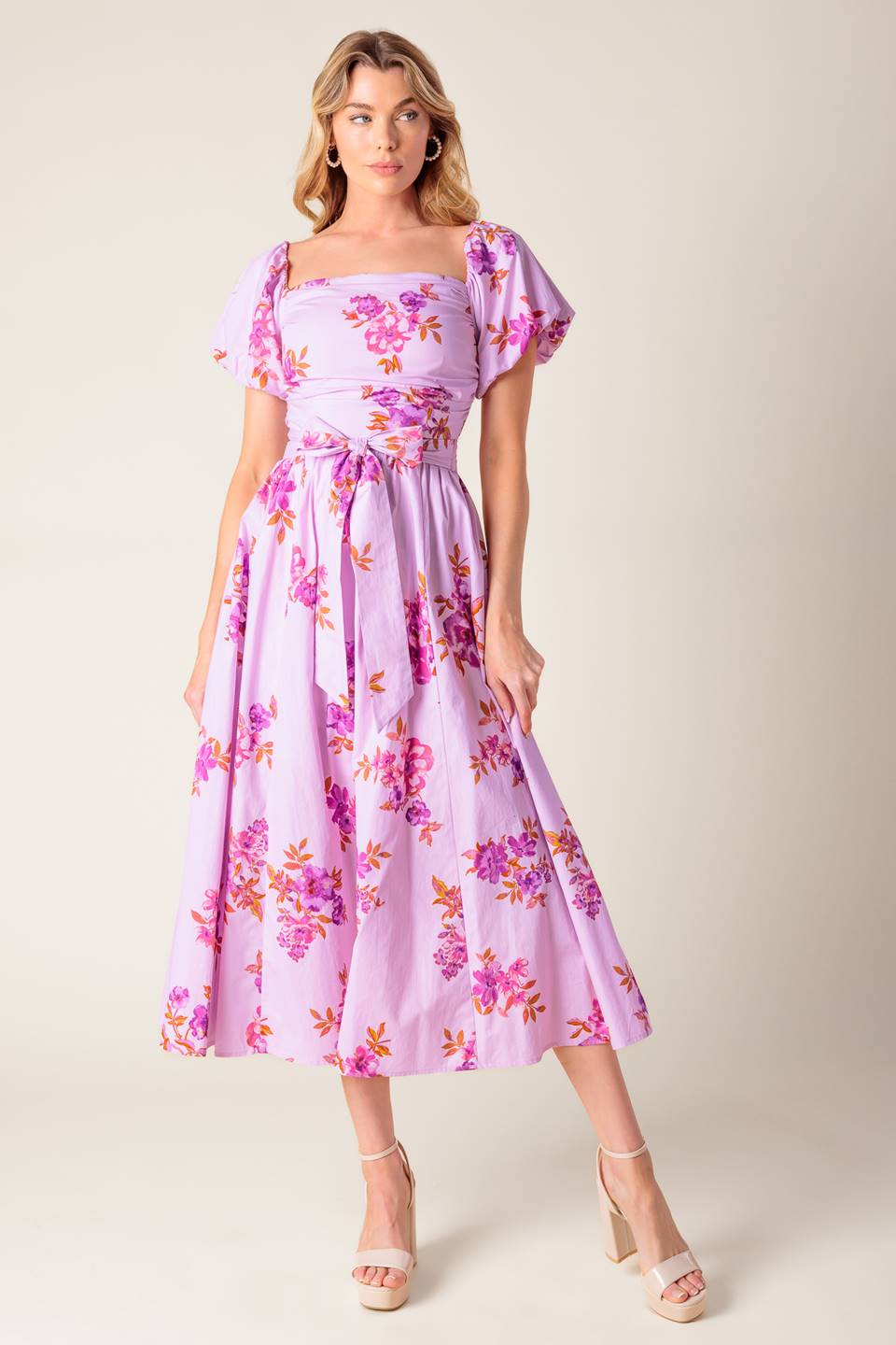 ON CLOUD NINE LAVENDER WOVEN MIDI DRESS Flying Tomato