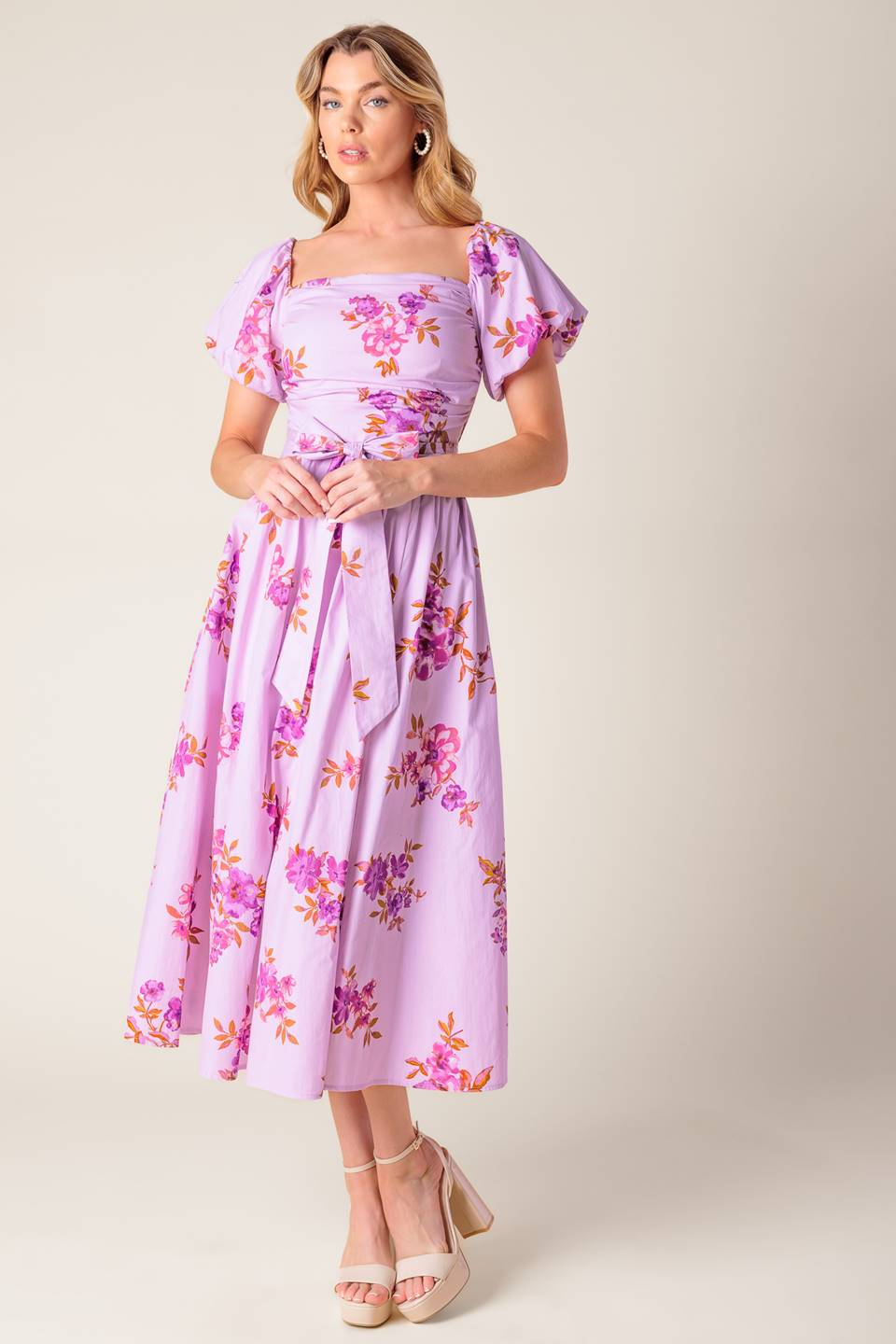 ON CLOUD NINE LAVENDER WOVEN MIDI DRESS Flying Tomato