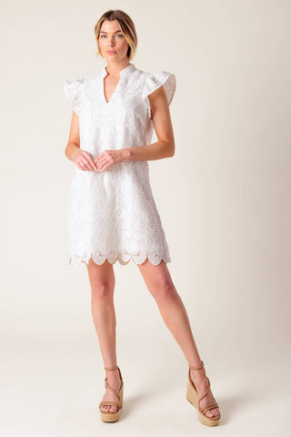 FLEETING WHISPERS LACE WOVEN MINI DRESS - By Baano