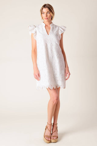 FLEETING WHISPERS LACE WOVEN MINI DRESS - By Baano