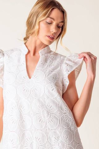 FLEETING WHISPERS LACE WOVEN MINI DRESS - By Baano