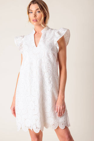 FLEETING WHISPERS LACE WOVEN MINI DRESS - By Baano