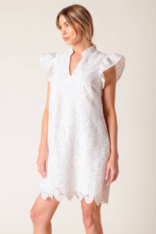 FLEETING WHISPERS LACE WOVEN MINI DRESS - By Baano