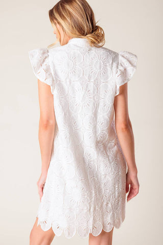 FLEETING WHISPERS LACE WOVEN MINI DRESS - By Baano