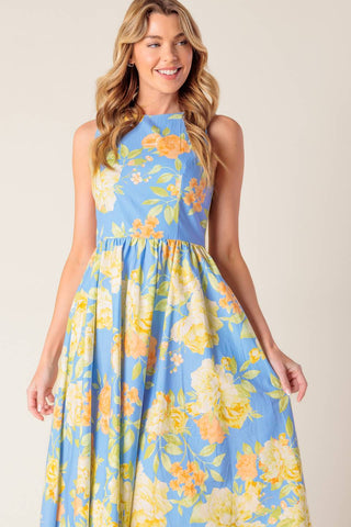 LIKE MAGIC POWDER BLUE WOVEN MIDI DRESS - By Baano