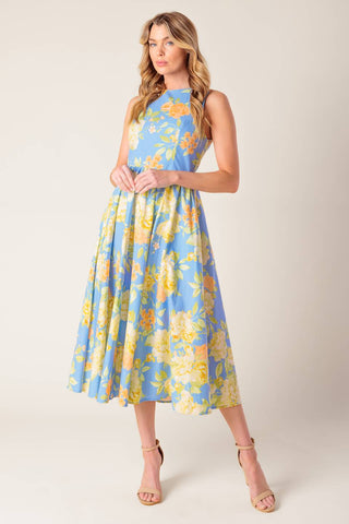 LIKE MAGIC POWDER BLUE WOVEN MIDI DRESS - By Baano