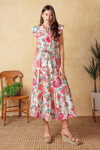 BRIGHT MOMENTS WOVEN MIDI DRESS - By Baano