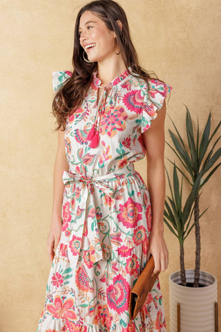 BRIGHT MOMENTS WOVEN MIDI DRESS - By Baano