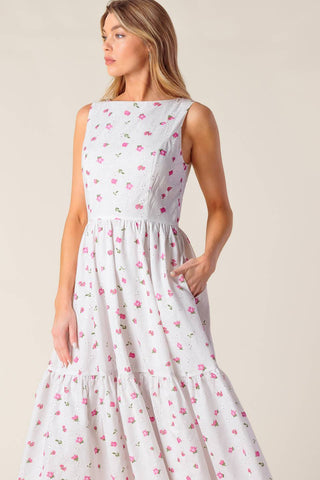 THENA GARDEN PARTY WOVEN EYELET MIDI DRESS - By Baano