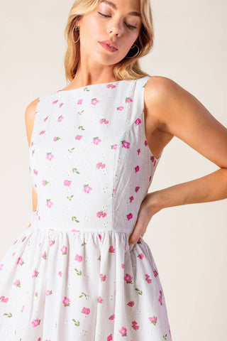 THENA GARDEN PARTY WOVEN EYELET MIDI DRESS - By Baano