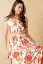 EASY ON ME IVORY RED MIDI DRESS - By Baano