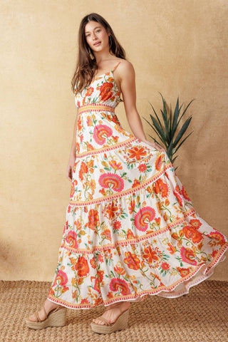 EASY ON ME IVORY RED MIDI DRESS - By Baano