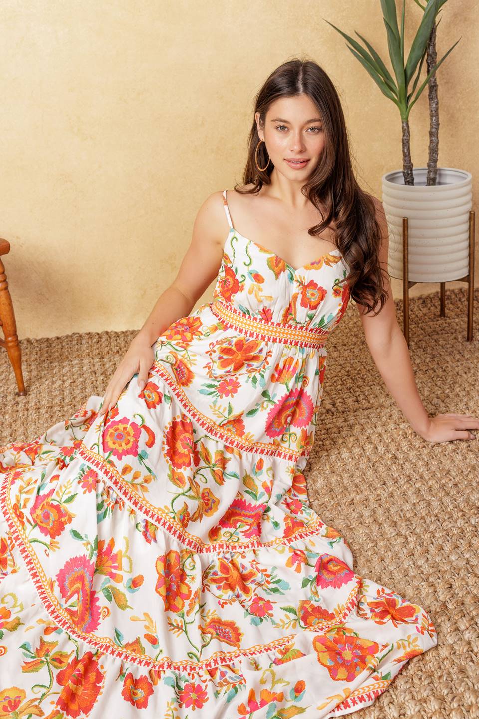 EASY ON ME IVORY RED MIDI DRESS - By Baano