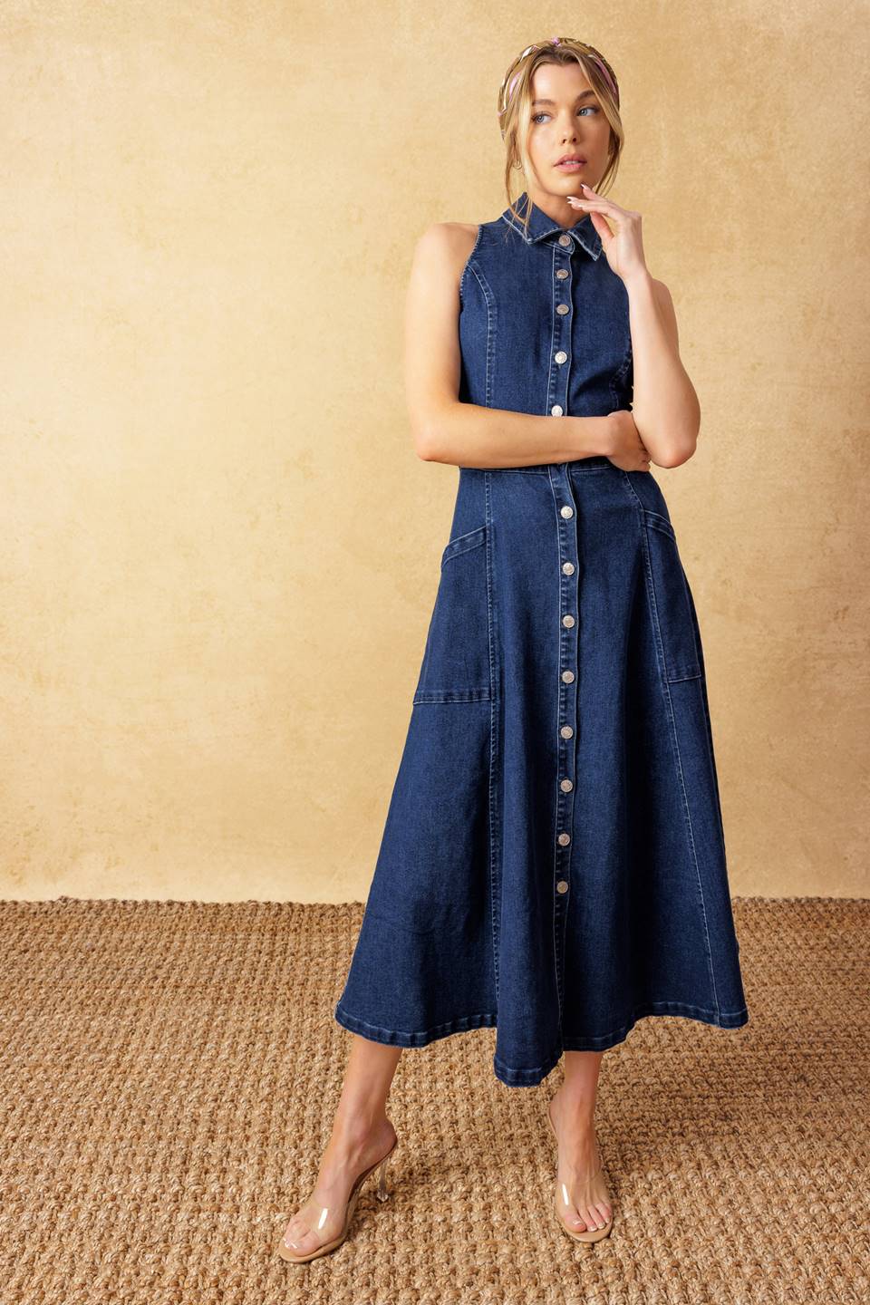TIME FOR SOMETHING DENIM MIDI DRESS - By Baano