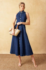 TIME FOR SOMETHING DENIM MIDI DRESS - By Baano