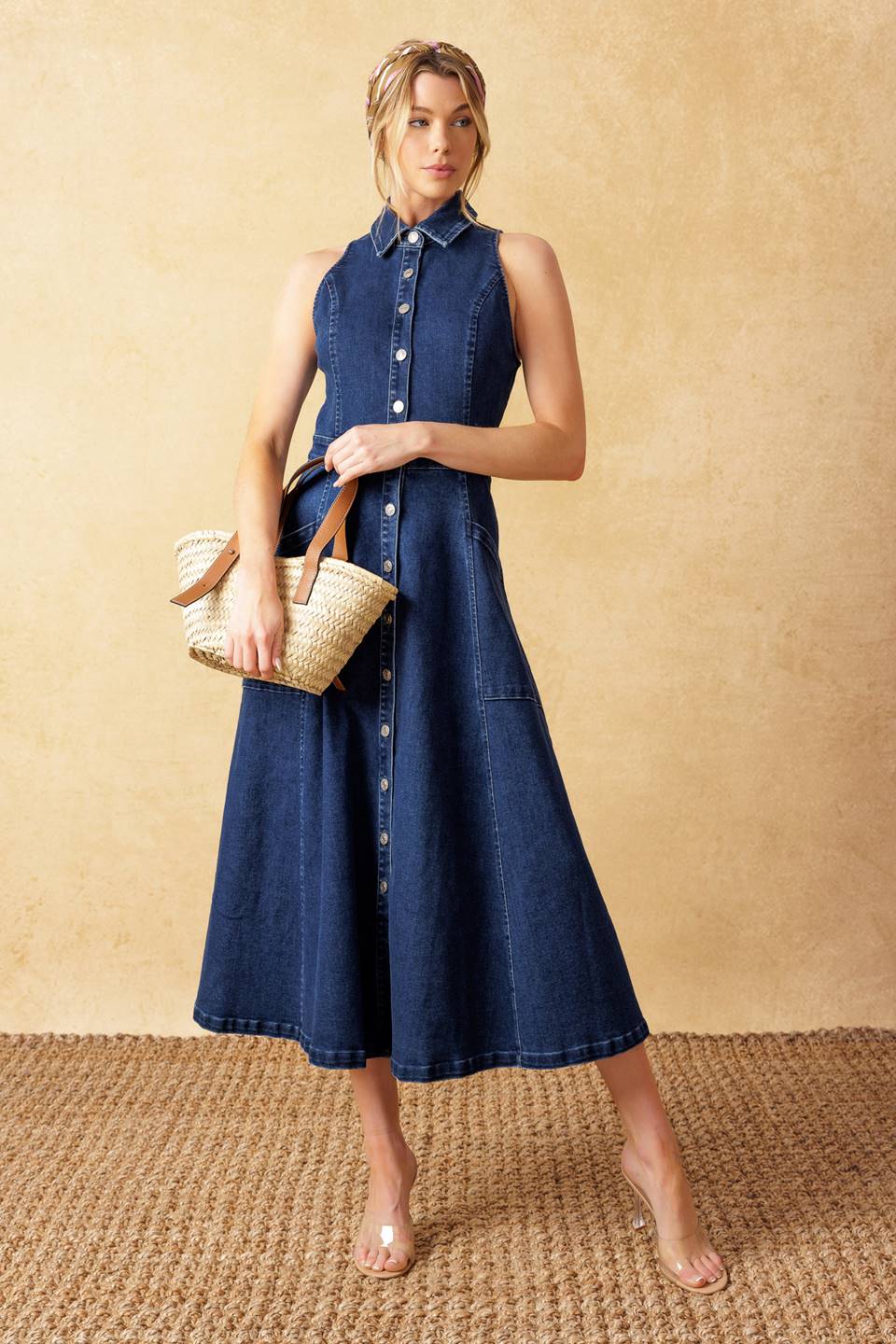 TIME FOR SOMETHING DENIM MIDI DRESS - By Baano