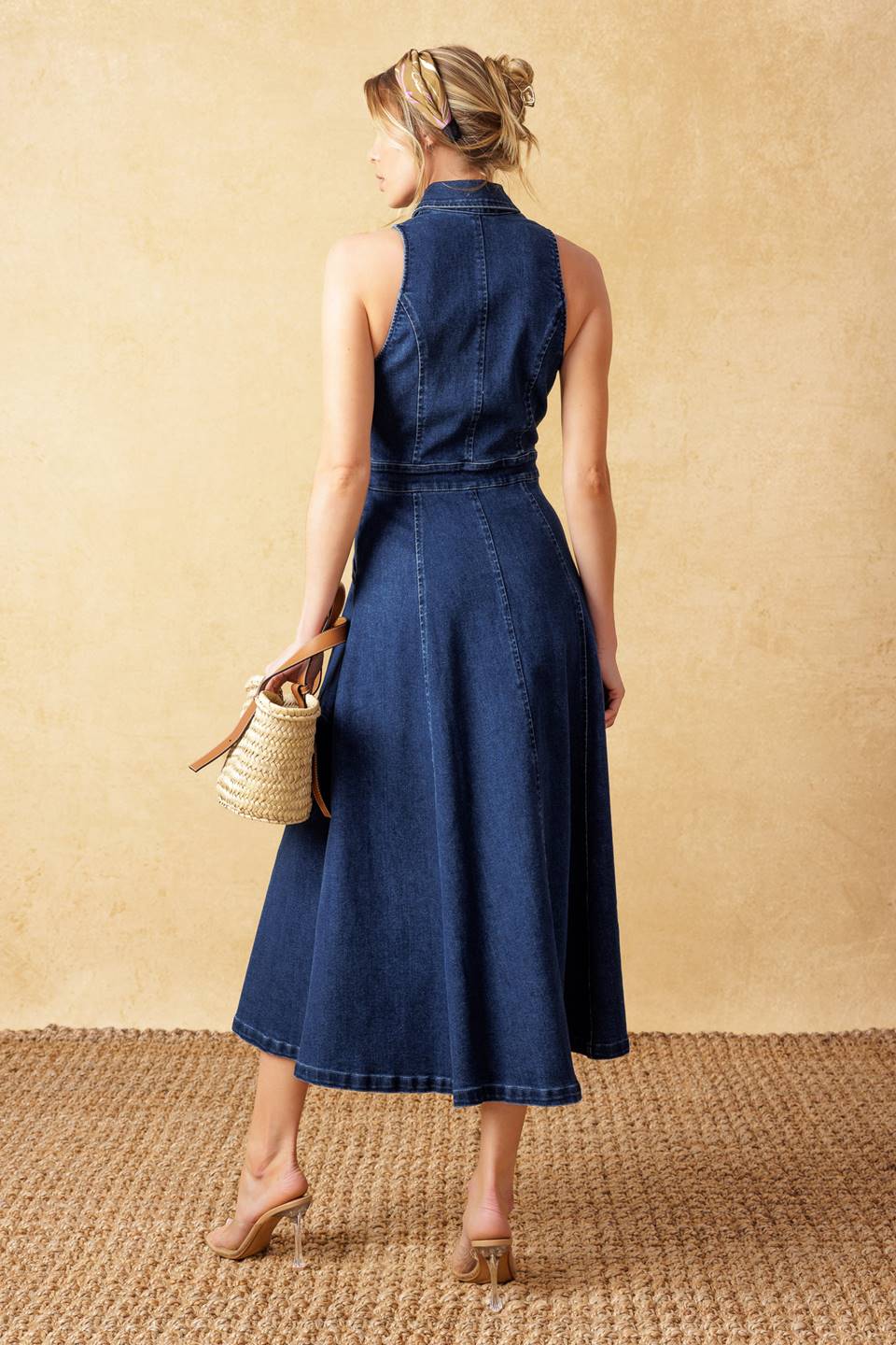 TIME FOR SOMETHING DENIM MIDI DRESS - By Baano