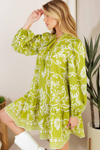 CATCHING FLIGHTS LIME WOVEN MNI DRESS - By Baano