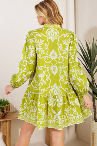 CATCHING FLIGHTS LIME WOVEN MNI DRESS - By Baano