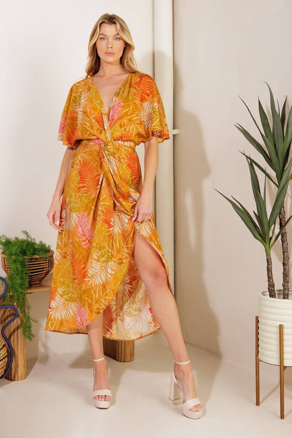 BUDDING HEARTS WOVEN MIDI DRESS - By Baano