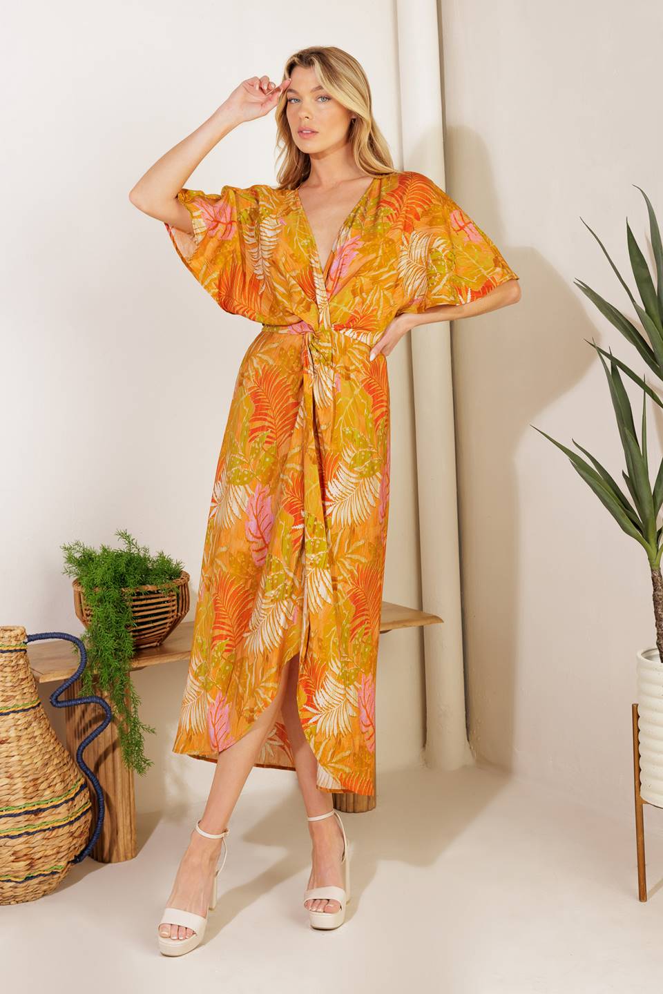 BUDDING HEARTS WOVEN MIDI DRESS - By Baano