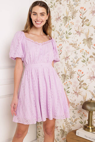 MIDNIGHT MIRAGE GOWN WOVEN EYELET MINI DRESS - By Baano