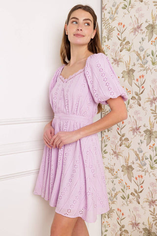 MIDNIGHT MIRAGE GOWN WOVEN EYELET MINI DRESS - By Baano
