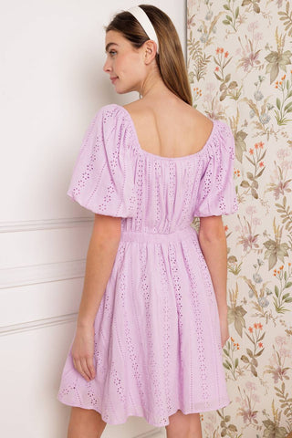 MIDNIGHT MIRAGE GOWN WOVEN EYELET MINI DRESS - By Baano