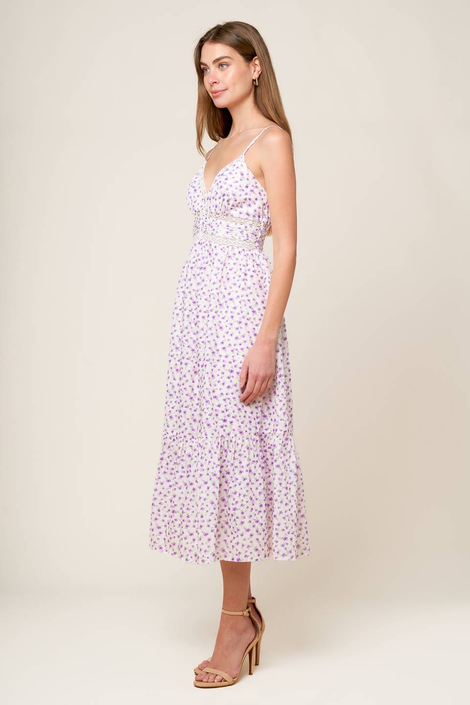 DAYLIGHT GLIMMER LAVENDER WOVEN MIDI DRESS - By Baano