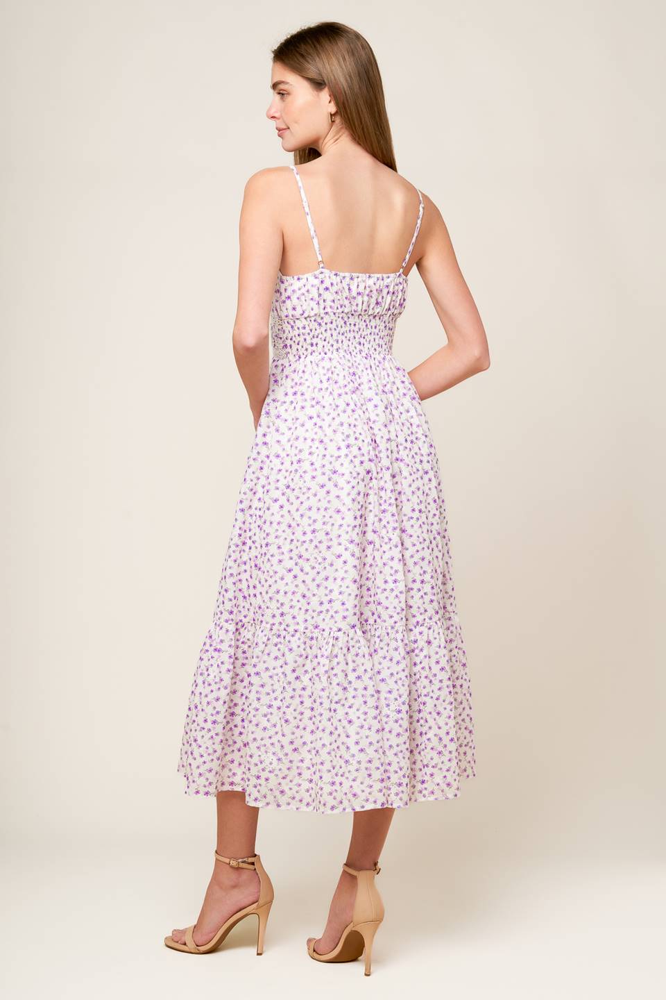 DAYLIGHT GLIMMER LAVENDER WOVEN MIDI DRESS - By Baano