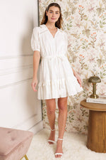 STARLIGHT SOIREE WOVEN EYELET MINI DRESS - By Baano