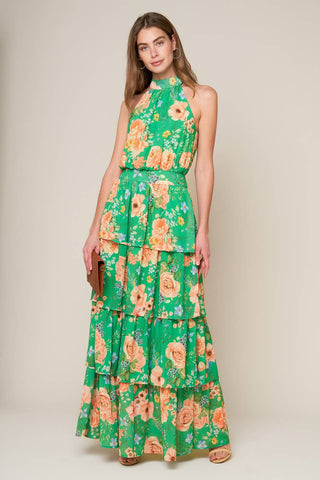 PORCELAIN BLOOM WOVEN MAXI DRESS - By Baano