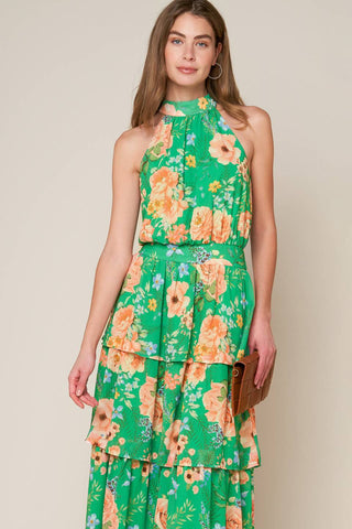 PORCELAIN BLOOM WOVEN MAXI DRESS - By Baano