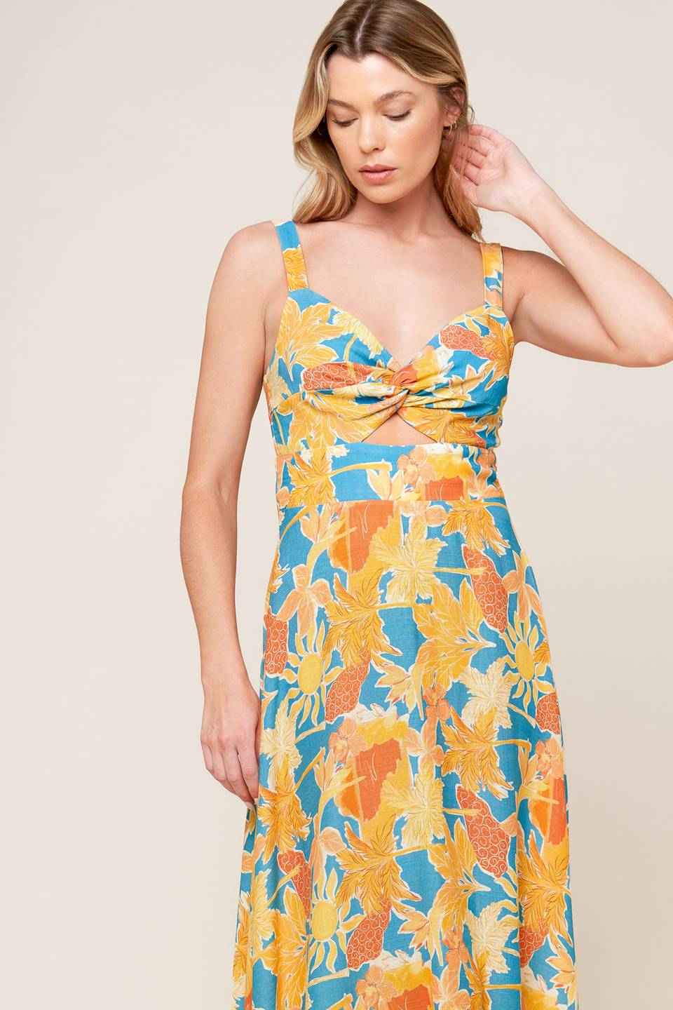 TWIRL ME BLUE WOVEN MIDI DRESS - By Baano