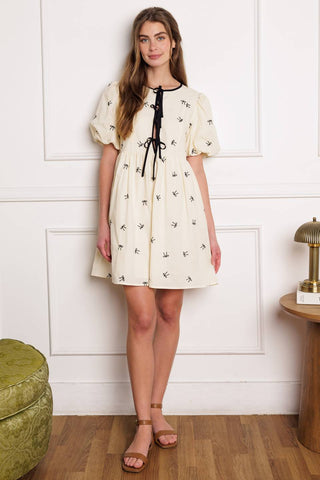 A DAY AT THE VINEYARD WOVEN MINI BADYDOLL DRESS - By Baano